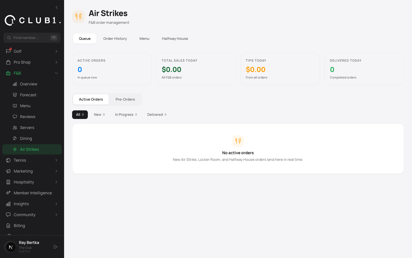 Air Strikes on-course food and beverage delivery in Club1