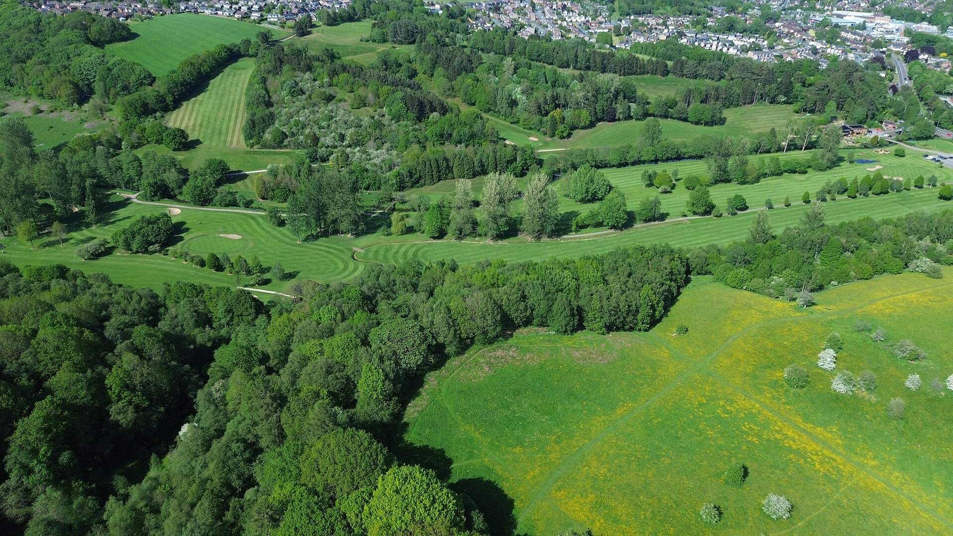 Aerial view of a private golf club course