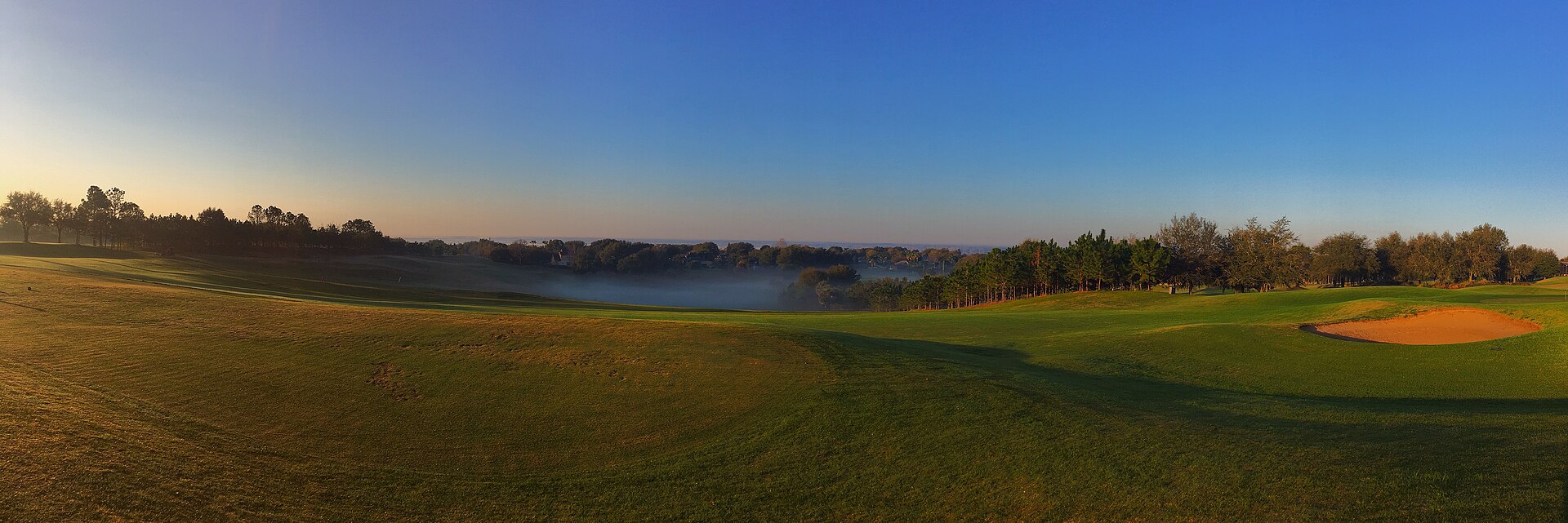 A private club fairway at first light